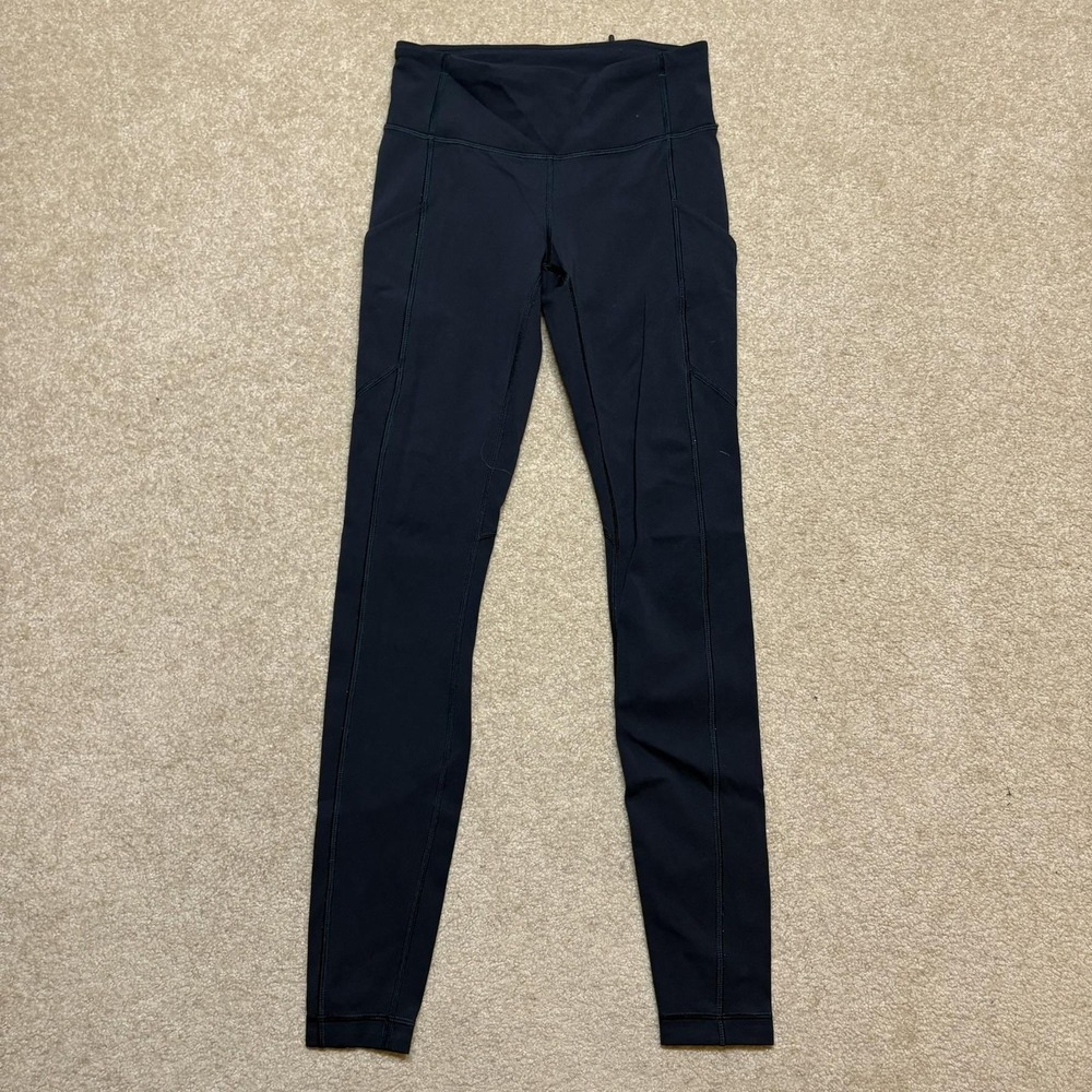 Lululemon Leggings Womens 2 Navy Blue High Rise Pocket Ankle Yoga Running Pants